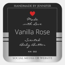 製品モダン包装ラベル黒と銀 スクエアシール