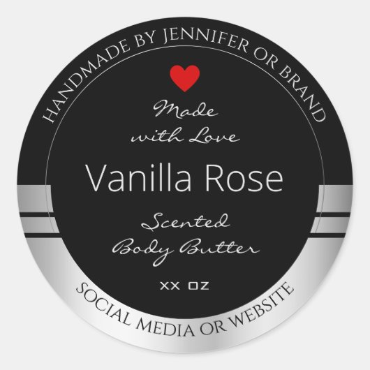 製品モダン包装ラベル黒と銀 ラウンドシール (正面)
