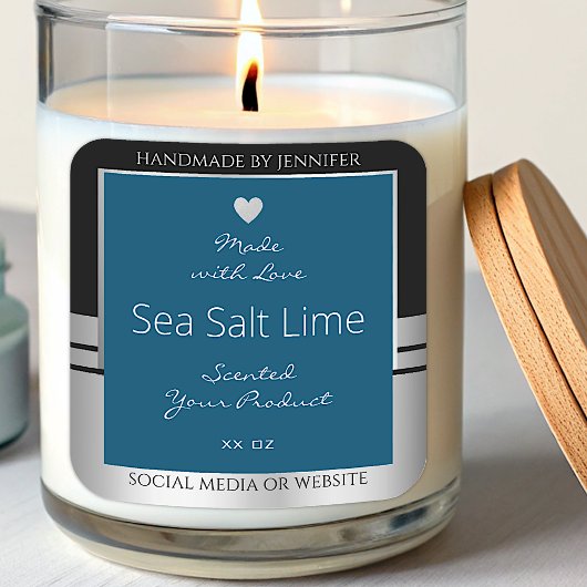 製品モダン包装ラベル黒シルバーブルー スクエアシール