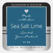 製品モダン包装ラベル黒シルバーブルー スクエアシール (正面)