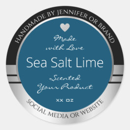 製品モダン包装ラベル黒シルバーブルー ラウンドシール