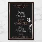 製品ラベルエレガント黒とバラ金ゴールド枠 フードラベル (シングルラベル)