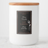 製品ラベルエレガント黒とバラ金ゴールド枠 フードラベル (正面)