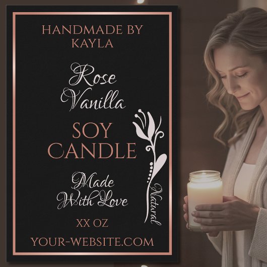 製品ラベルエレガント黒とバラ金ゴールド枠 フードラベル