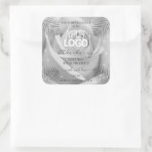 製品ラベルシルバーグレーバラパーム葉のロゴ スクエアシール (バッグ)