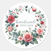 製品ラベルシール丸バラリース手作り ラウンドシール (正面)