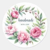 製品ラベルステッカー丸い牡丹リース ラウンドシール (正面)