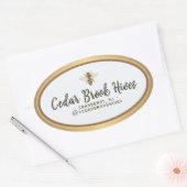 製品ラベル会社名、ロゴ、および場所bee 楕円形シール (封筒)