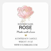 製品ラベル赤面ピンク水色 スクエアシール (正面)