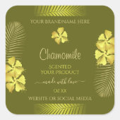 製品ラベル黄色いハワイアンの花マスタード スクエアシール (正面)