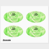 製品ラベル ライトグリーンのバラとパームリーフのロゴ 楕円形シール (シート)