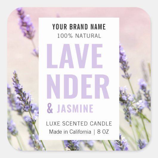 製品包装エレガントキャンドルラベル写真付き スクエアシール (正面)