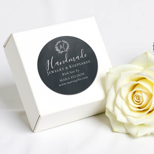 製品包装手作りモノグラムリースブラック ラウンドシール