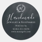 製品包装手作りモノグラムリースブラック ラウンドシール (正面)