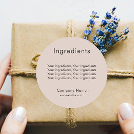 製品原料リストのベージュビジネスラベル ラウンドシール