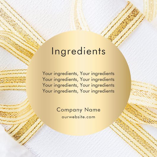 製品原料リスト金ゴールドビジネスラベル ラウンドシール