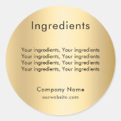 製品原料リスト金ゴールドビジネスラベル ラウンドシール (正面)