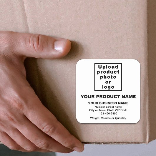 製品名、写真、および白ミニマルの文字 スクエアシール