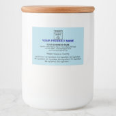 製品情報ミニマル、淡青色の長方形 フードラベル (正面)