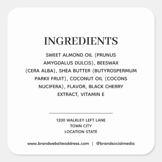 製品成分 スクエアシール (正面)