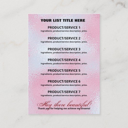 製品範囲原料価格滴下金ゴールド 名刺 (裏面)