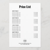 製品/カスタムサービスのホワイトサーシンプルビス メニュー (裏面)