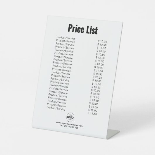 製品/カスタムサービスの価格表の白シンプル色 台座サイン (正面)