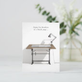 製図デスクランプおよび空白の紙 ポストカード (スタンド正面)