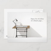 製図デスクランプおよび空白の紙 ポストカード (正面/裏面)