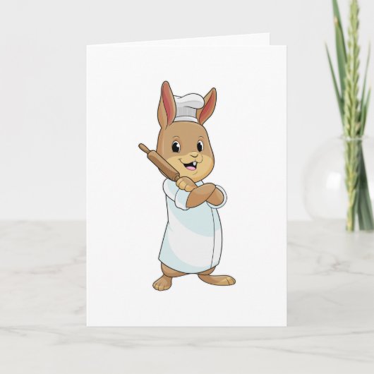 製菓道具を持ったウサギ カード (正面)