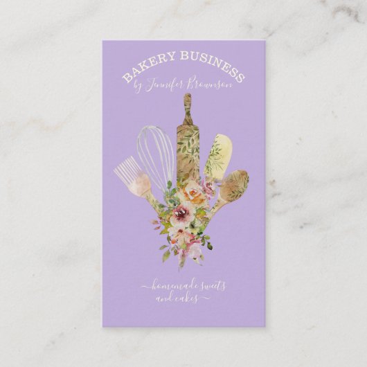 製菓道具 ケータリング 調理 料理人 紫 名刺 (正面)