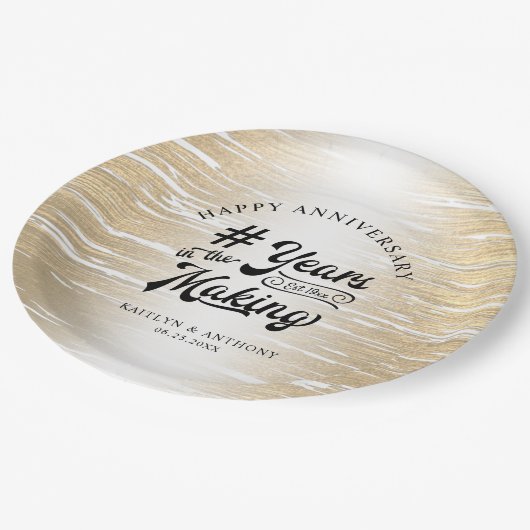 製造における任意の記念日の黒い金ゴールド年 ペーパープレート (アングル)