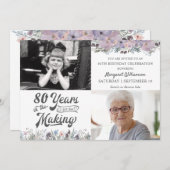 製造における80番目または誕生日フローラ年 招待状 (正面/裏面)