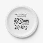製造における80thまたは任意の誕生日レトロ80年 ペーパープレート (正面)