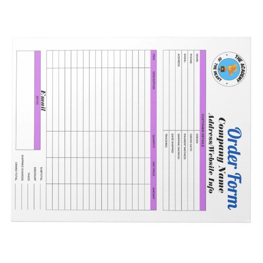 製造オーダー型枠 ノートパッド (正面)