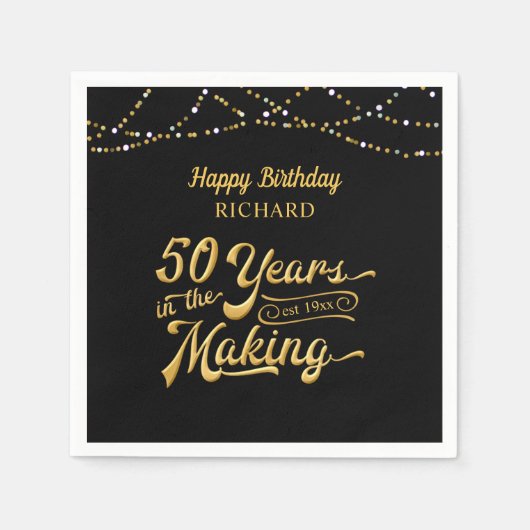 製造誕生日で50ハッピーバースデー スタンダードカクテルナプキン (正面)