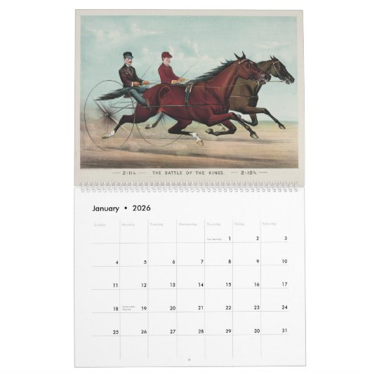 製革工及びIvesの速歩馬の競馬のカレンダー カレンダー (1月 2026)