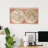 複半球ワールドマップ, 1587 ポスター (ホームオフィス)