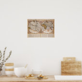 複半球ワールドマップ， 1587 ポスター (キッチン)