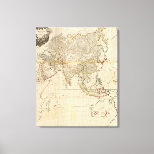 複合アジア手彩色地図 キャンバスプリント (正面)