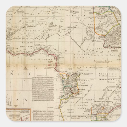 複合アフリカ手彩色地図 スクエアシール (正面)