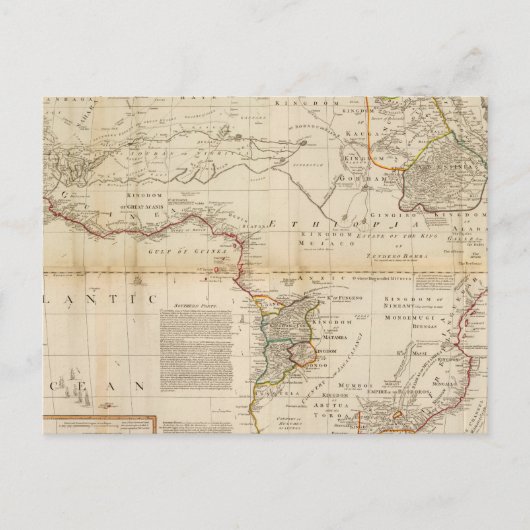 複合アフリカ手彩色地図 ポストカード (正面)