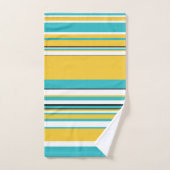 複合ストライプターコイズ – 黄色 バスタオルセット (ハンドタオル)