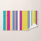 複合ストライプターコイズ – 黄色、ピンクと白 バスタオルセット (ハンドタオル)