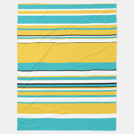 複合ストライプターコイズ – 黄色 フリースブランケット