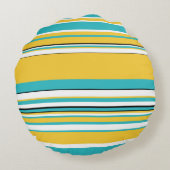 複合ストライプターコイズ – 黄色 ラウンドクッション (裏面)