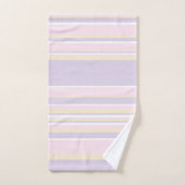 複合ストライプ – パステルピンク、黄、紫 バスタオルセット (ハンドタオル)
