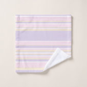 複合ストライプ – パステルピンク、黄、紫 バスタオルセット (ウォッシュタオル)
