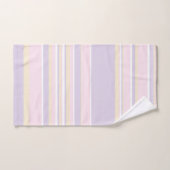 複合ストライプ – パステルピンク、黄、紫 バスタオルセット (ハンドタオル)