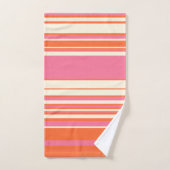 複合ストライプ – ピンク、オレンジ、クリーム バスタオルセット (ハンドタオル)